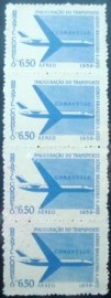 Tira de selos postais do Brasil de 1959 Caravelle 4