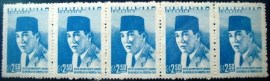 Tira de selos postais do Brasil de 1959 Presidente Sukarno
