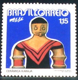 Selo postal do Brasil de 1972 Cerâmica Marajoara