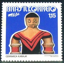 Selo postal do Brasil de 1972 Cerâmica Marajoara - C 747 N