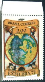 Selo postal do Brasil de 1972 Mapa Mundi - C 752 N