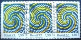Tira de selos postais do Brasil de 1977 Ondas do rádio