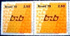 Par de selos postais do Brasil de 1979 25 anos BNB