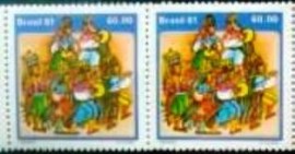 Par de selos postais do Brasil de 1981 Reisado
