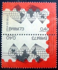 Se-tenant do Brasil de 1973 Dia do Selo B / D