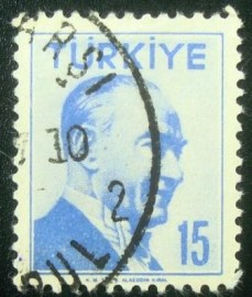 Selo postal da Turquia de 1956 Kemal Atatürk 15