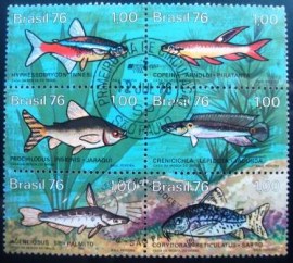 Se-tenant do Brasil de 1976 Peixes de Água Doce