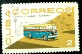 Selo postal da Cuba de 1965 Omnibus Ikarus