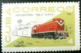 Selo postal da Cuba de 1965 Diesel locomotive TEM-4