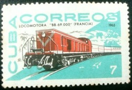 Selo postal da Cuba de 1965 Diesel locomotive BB-69000