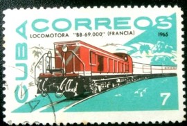 Selo postal da Cuba de 1965 Diesel locomotive BB-69000