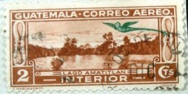 Selo postal da Guatemala de 1935 Lake Amatitlán