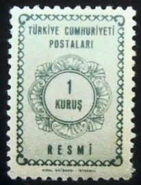 Selo postal da Turquia de 1964 1K Gray (TR O87)