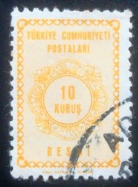 Selo postal da Turquia de 1964 10K Yellow (TR O91)