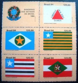 Se-tenant do Brasil de 1984 Bandeiras Estados Brasileiros IV
