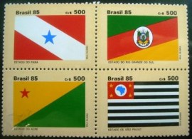 Se-tenant do Brasil de 1985 Bandeiras dos Estados do Brasil V