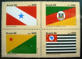 Se-tenant do Brasil de 1985 Bandeiras dos Estados do Brasil V