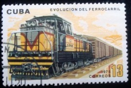 Selo postal de Cuba de 1975 Evolucion del Ferro Carril 13