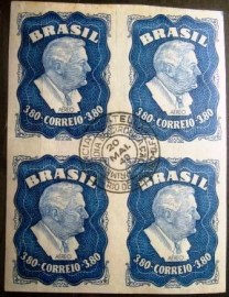 Quadra de selos postais do Brasil de 1949 Roosevelt