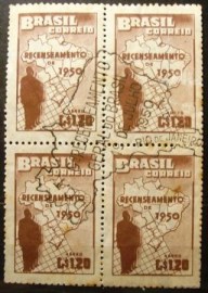 Quadra de selos postais do Brasil de 1950 Recenseamento