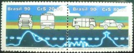 Se-tenant do Brasil de 1990 Transporte Rodoviário