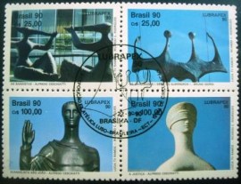 Se-tenant do Brasil de 1990 Esculturas