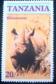 Selo postal da Tanzânia de 1986 Black Rhinoceros