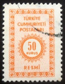 Selo postal da Turquia de 1965 Value in a sun wreath 50