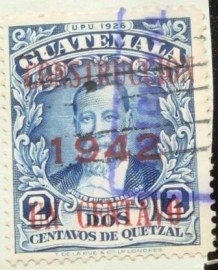Selo postal da Guatemala de 1942 President Justo Rufino Barrios 1c