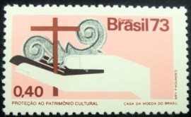 Selo postal do Brasil de 1973 Proteção ao Patrimônio Cultural