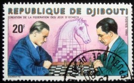 Selo postal de Djibouti 1980 Chess players Knight