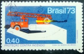 Selo postal do Brasil de 1973 Proteção contra Incêndio- C 803 U