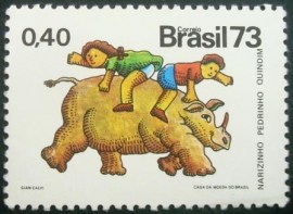 Selo postal do Brasil de 1973 Narizinho e Pedrinho