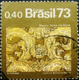Selo postal do Brasil de 1973 Talha Dourada