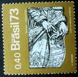 Selo postal do Brasil de 1973 Escultura