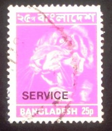 Selo postal de Bangladesh de 1976 Bengal Tiger overprinted 25