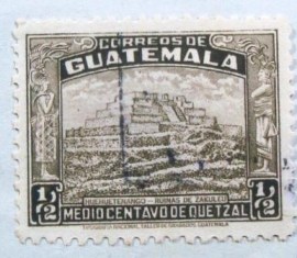 Selo postal da Guatemala de 1945 Ruins of Zakul ½