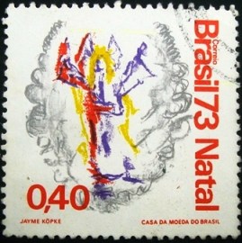 Selo postal do Brasil de 1973  Anjo Anunciante