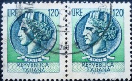 Par de selos postais da Itália de 1977 Coin of Syracuse 120