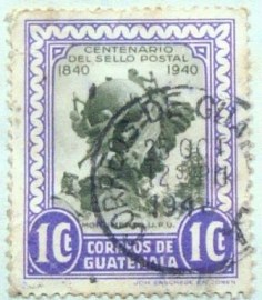 Selo postal da Guatemala de 1946 UPU monument 10