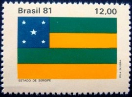 Selo postal do Brasil de 1981 bandeira Sergipe