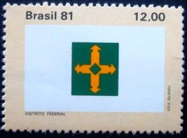 Selo postal do Brasil de 1981 bandeira Distrito Federal N