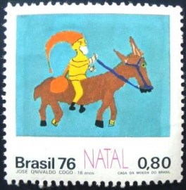 Selo postal Brasil de 1976 Papai Noel