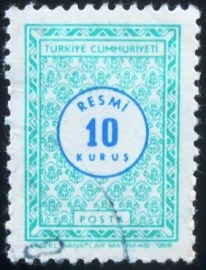 Selo postal da Turquia de 1969 On Service 10
