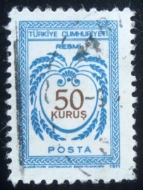 Selo postal da Turquia de 1971 On Service 50