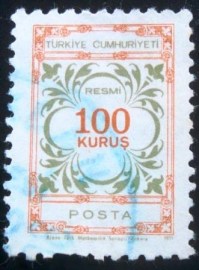 Selo postal da Turquia de 1971 On Service 100