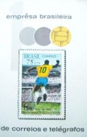 Bloco postal do Brasil de 1970 Milésimo Gol Pelé