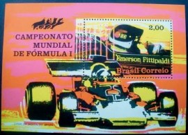 Bloco postal do Brasil de 1972 Emerson  Fitipaldi