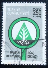 Selo postal da Turquia de 1977 Stylized Tree