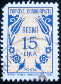 Selo postal da Turquia de 1983 On Service 15
